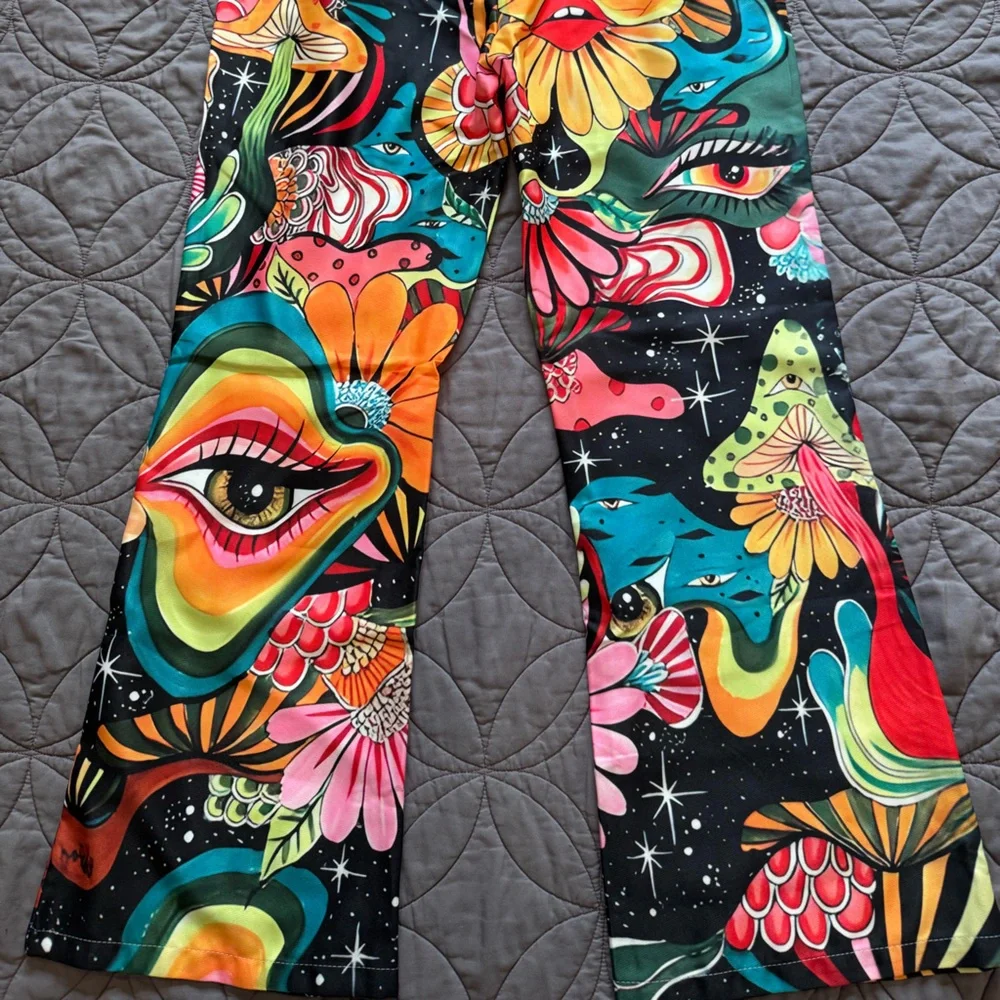 Vibrant Multicolor Abstract Art Pants - Picture 2 of 5